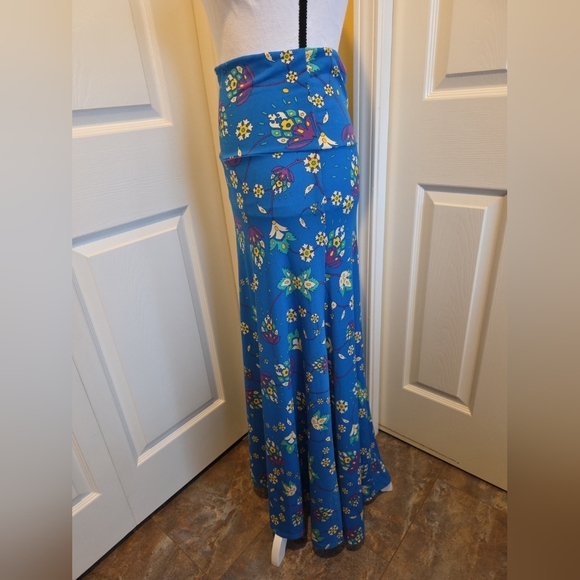 LULAROE BLUE FLORAL MAXI SKIRT, SIZE XS, NEW - Picture 3 of 8